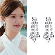 Xu Me Dazzling Earrings Accessories Dinner Party Three Row Flashing Diamond Tassel Short Earrings Cl