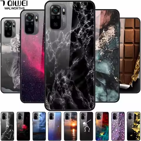 For Redmi Note 10 / Note10 Pro Case Tempered Glass Fashion Cover for Xiaomi REDMI Note 10T / Note 10
