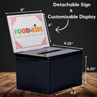 (FRE23)Donation Box with Lock - Acrylic Suggestion Box with Slot Ballot Lock Box with Sign Holder fo