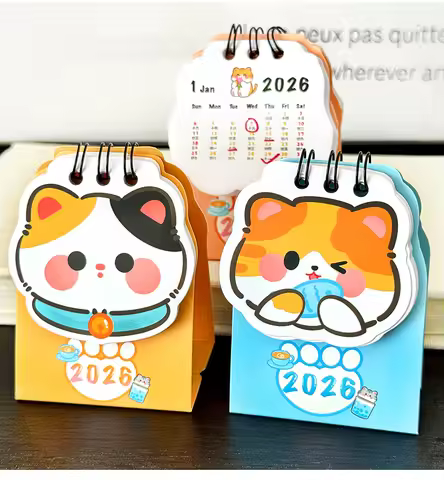 Charm Cat Mini Calendar 2025 2026 Desk Small Calendar Planner Student Girl Cute Meow Check in Calend