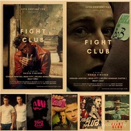 Movie Fight Club Classic Movie Brad Pitt  Retro Poster Kraft Paper Posters Cafe Bar Wall Decor Stick