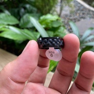 Cincin Gear Variasi Rantai Putar Full Black Silver Black Silver Blue / Cincin Roda Gerigi Bisa Diput