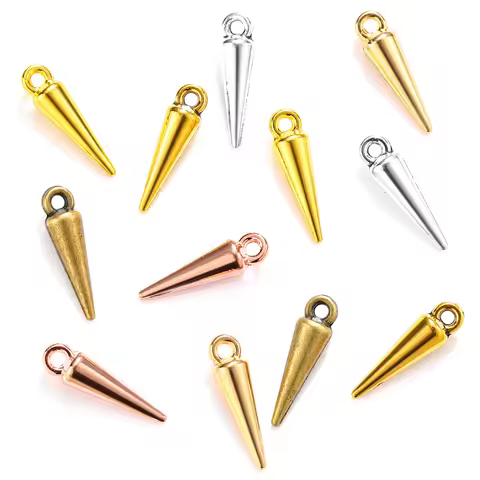 40pcs 6 Color Mini cone Charms Round Pendant For Bracelets Necklace DIY Handmade Alloy Jewelry Makin