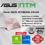 #AZ089 USED ASUS ZENBOOK UX430 Performance Ultrabook intel i7-8550U 16GB 512GB SSD Nvidia MX150 2G G