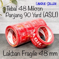 MERAH Fragile Duct Tape 48 mm x 90 Yard Thickness 48 MiltapeMIKRON Red Duct Tape/ Do Not Drop 2inch 
