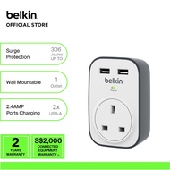 Belkin BSV103sa SurgeCube 1 Outlet Surge Protector with 2 x 2.4A Shared USB Charging