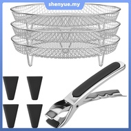 3 Pcs Air Fryer Accessories Stackable Air Fryer Basket Stainless Steel Round Air Fryer Rack Fits 4.2