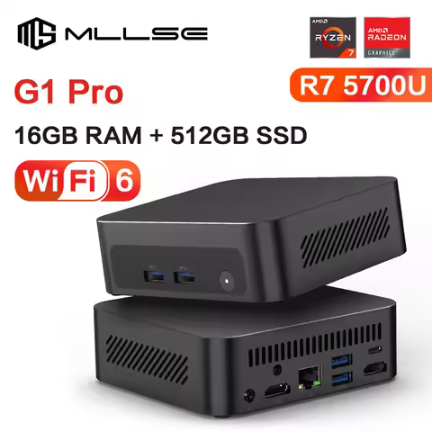 MLLSE G1 Pro Mini PC AMD Ryzen7 5700U DDR4 16GB RAM 512GB SSD WiFi6 BT5.2 Windows 11 Pro Mini Deskto