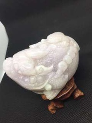 天然翡翠-冰種帶紫綠子母三腳金蟾