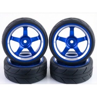 RC Rim105-6087 Aluminum Wheel Rims & Rubber Tires  For 1:10 HSP HPI Wltoys SAKURA D3 TT01 TT02 Dmax 