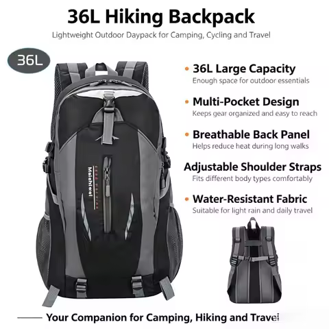 36L Lightweight Hiking Camping Backpack, Water Resistant Outdoor Travel Daypack for Camping Climbing