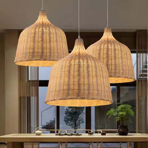 1PCS Bamboo Pendant Lamp New Southeast Asia Hand-woven Handmade Weaving E27 220V-260V Garden Restaur