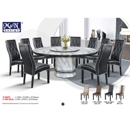 TSM35 C-901-BLK 1+8 Seater Grade A Marble Dining Set With High Quality Turkey Leather Cushion Chair / Dining Table / Din