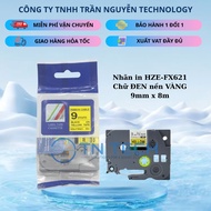 HZe-FX621 Brother Printed Label - Black with yellow background 9mm x 8m