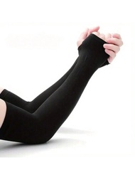 1對防曬冰袖,防曬紫外線彈性長袖休閒運動手套,適用於女士和男士夏季戶外活動