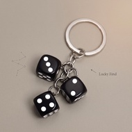 GANTUNGAN Black Triple Dice Keychain Lucky Dice/ Keychain Aesthetic Bag & Key Accessories/