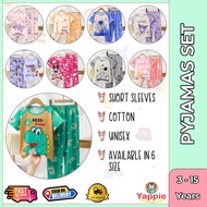 Budak Baju Tidur Lengan Pendek Kain Selesa Lembut Pyjama Clothes Set Baby Kids Girl Boy Short Sleeve