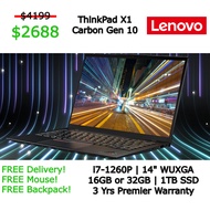 *LENOVO* ThinkPad X1 Carbon Gen 10 | i7-1260P | 14" WUXGA | 1TB SSD | 16GB OR 32GB | 3 Yr Premier Wa