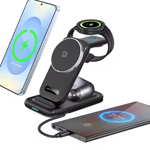 4 in 1 Magnetic Wireless Charger With Type-C input For Samsung S25 S24 S23 Galaxy Watch 8/7/6/5 Buds