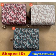 CF522 Snap Wallet With Coach Monogram Print Short Card Case Women Zip Fold Purse 522