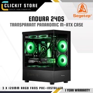 SEGOTEP ENDURA 240S M-ATX PC CASE WITH 3 ARGB FANS - BLACK