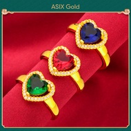 ASIX GOLD Korean 916 Gold Ladies Light Luxury Ruby Emerald Sapphire Ring