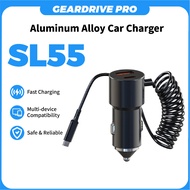 【SL55 NEW】Super Fast Charging Cable Car Spring Retractable Data Cable/PD30W Quick Charge Car Charger