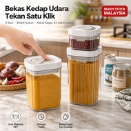 Bekas Kedap Udara Tekan Satu Klik Set 4 Saiz | Food Storage Container Airtight Boleh Susun Pemasa Ta