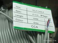 kabel jumper tunggal 1 m kabel telepon isi 4 cable telephone wire Tembaga 0.60mm x 4 warna abu-abu b