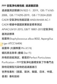 PPP 空氣淨化機 濾芯認證