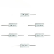 10pcs 5W 5% Cement Resistor Power Resistance 0.1 ~ 10K 0.1R 0.5R 1R 10R 100R 0.22 0.33 0.5 1 2 5 8 1