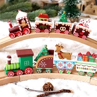 [Hot selling] Christmas Decoration for Home 4 Knots Christmas Train/ Painted with Santa Kids Toys Ornament/Holiday Party Christmas Decoration Gift Toys