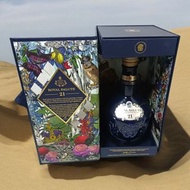 二手 紙盒瑕疵皇家禮炮21年空酒瓶 酒器 收藏 花瓶