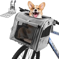 Dog Basket for Bike, Foldable 3-in-1 Pet Bike Basket, Crossbody, Shoulder and Handheld for Small & M