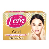 Fem Fairness Natural Gold Creme Bleach Net Weight 40gm - Cream Bleach : 35gm Powder Activator: 5gm