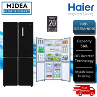 [FREE SHIPPING] Haier 516L 4 Door Glass Series Inverter Refrigerator Peti Sejuk HRF-IG525AM(GB) | Black Mirror Glass Door | 5-Star Energy Rating