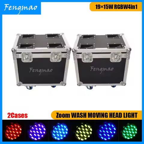 Flightcase For LED Wash Zoom 19x15w Moving Head Light RGBW 4in1 Professional Stage Lighting Flycase 