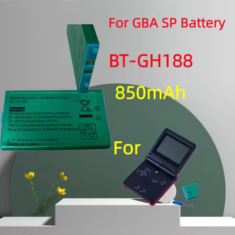 Battery accessories 3.7V 850mAh BT-GH188 Rechargeable Lithium Battery For Nintendo GBASP GameBoy Adv