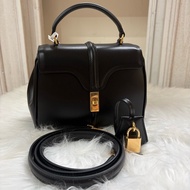 塞琳Celine 16緞面牛皮革小號手提肩背包 黑色