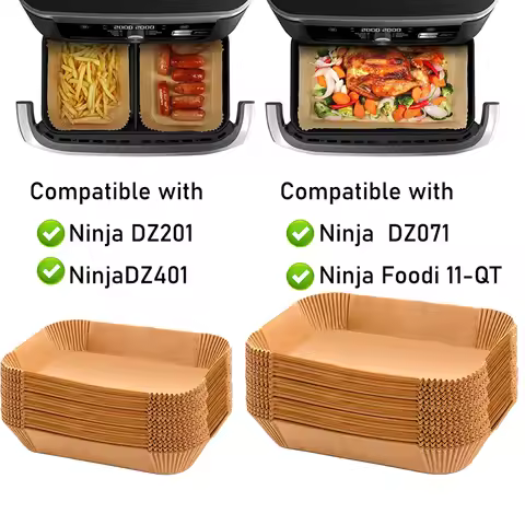 Air Fryer Liners for Ninja DZ071 Foodi 7-qt/11-QT Large Disposable Rectangle Paper for Ninja DZ201/4
