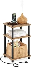 Furinno Just 3-Tier Turn-N-Tube USB and Type-C Charging Port End Table with Open Storage, 11.42 (W) 