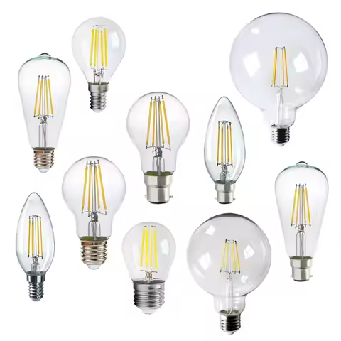 6PCS Led Filament Edison Bulb E27 B22 E14 G45 A60 G80 G95 4W 6W Vintage Led Lamp 2700K 4000K Warm Wh