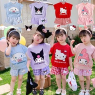 CODE G84E 27 Years ins girl summer baby hello kitty kulomi melody cinnamon dog four color cartoon ts
