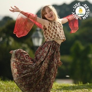 Nimbu Nazara Girls Handblock Maroon & Beige Halter Lehenga Choli with Dupatta Rakhi, Racial Harmony