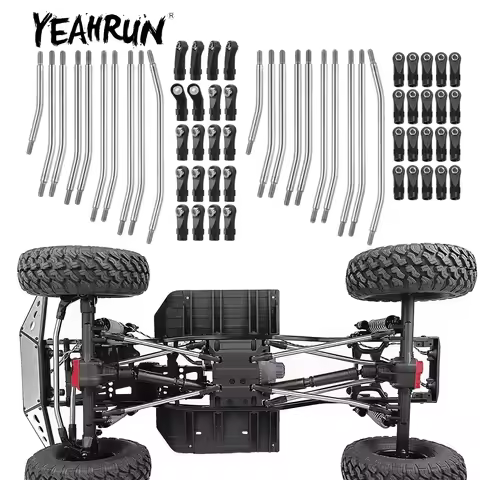 YEAHRUN 313/324mm Stainless Steel Link Set Linkage Rod w/ Nylon Ball End for Axial SCX10 I / II 9004