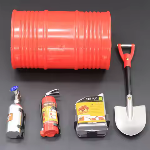5pcs RC Simulate Crawler Car Decoration set ironshovel fire extinguisher Oil Barrel for Axial SCX10 