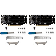 2X PCIE X16 to M.2 M-Key NVMEx4 SSD 2U Server Riser Card Double-Sided 4-Disk NVME PCI-EX16 Split Car