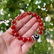 Dzi 9 Red Agate Eye Bracelet