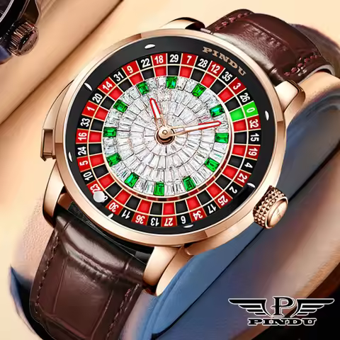 PINDU NEW watch European button roulette entertainment game mechanical watch NH35 Sapphire glass dia