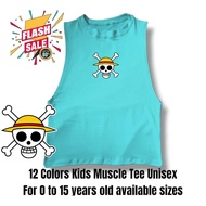 Muscle Tee for Kids ONE PIECE  LUFFY Sando 0-15 y/o 12 colors for Boys Girls Cotton Summer Tops Tees